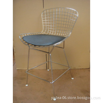 powder coated black wire bar stool with seat pad